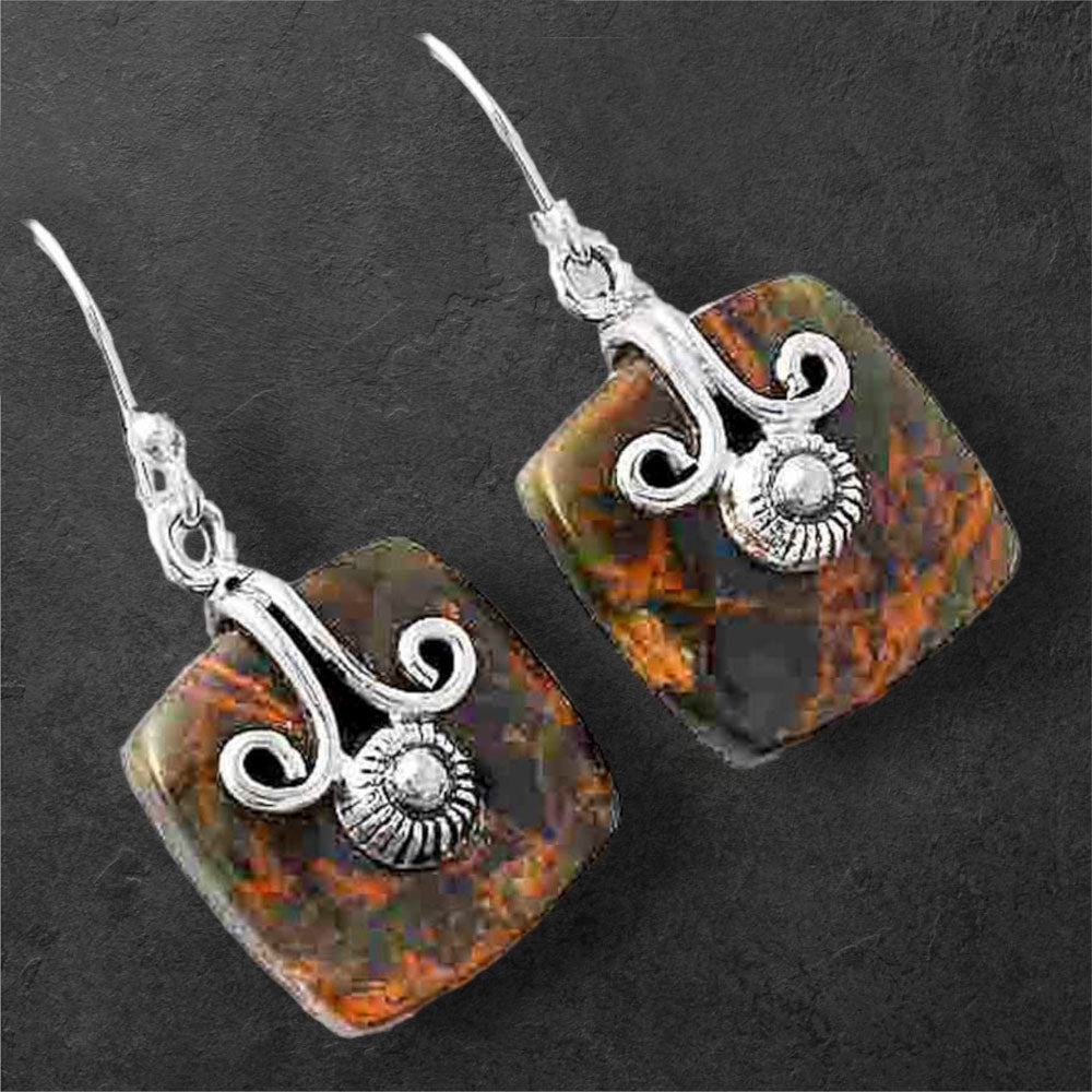 Turkish Rainforest Chrysocolla Earrings E-1137 SDE86838