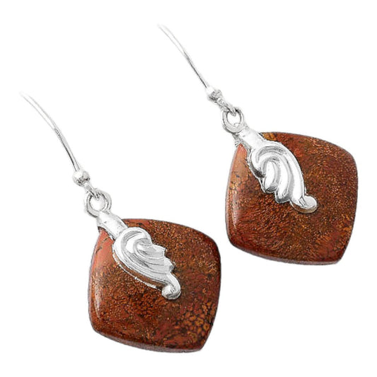 Natural Red Moss Agate Earrings E-1137 SDE86849