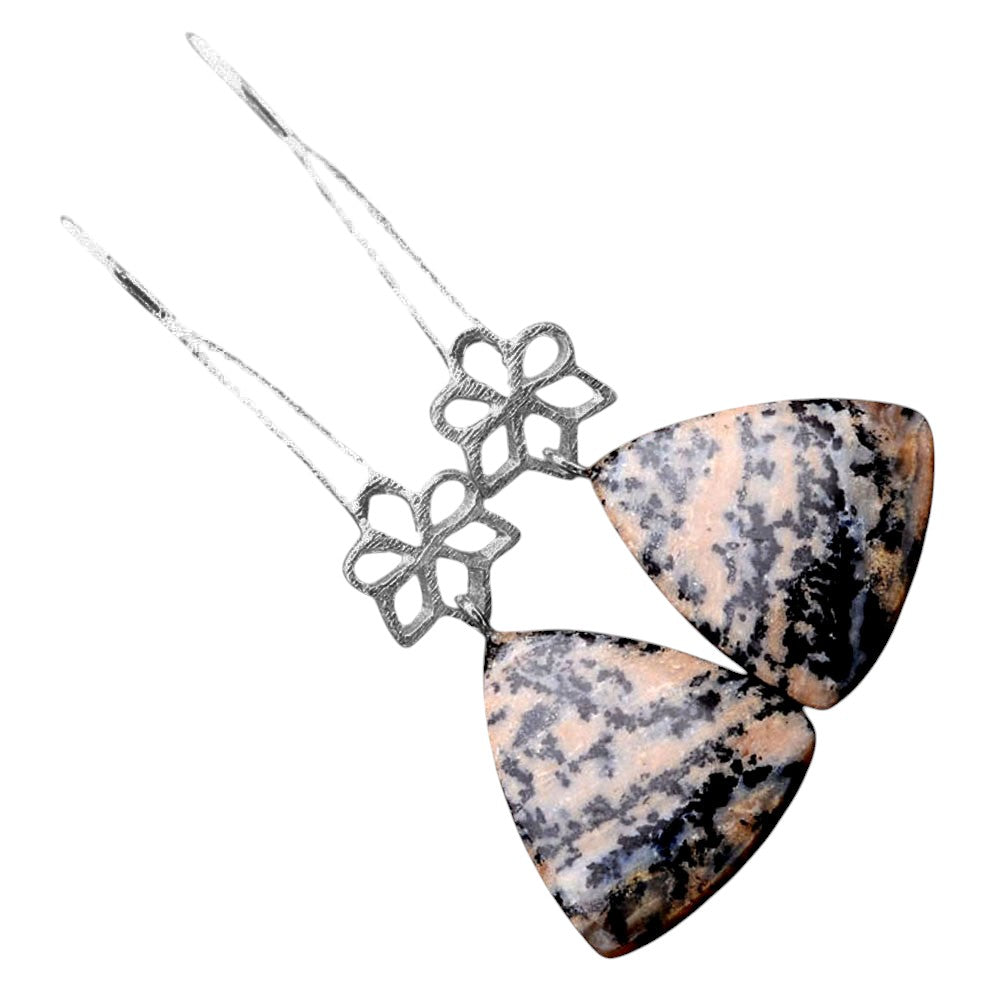 Russian Honey Dendrite Opal Matte Finish Earrings E-1205 SDE87720