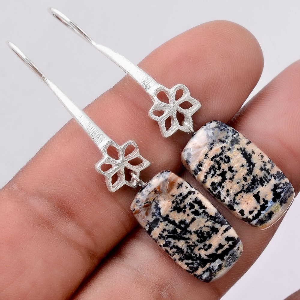 Russian Honey Dendrite Opal Matte Finish Earrings E-1205 SDE87722
