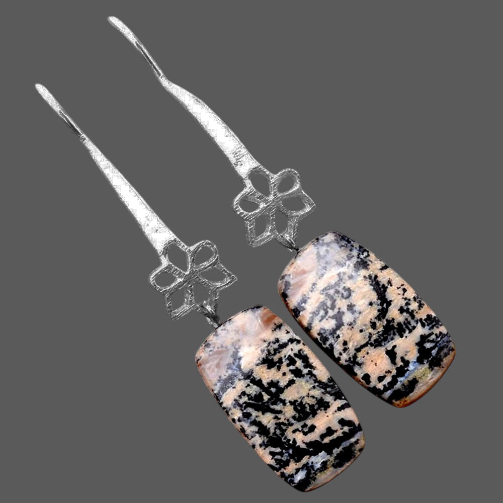 Russian Honey Dendrite Opal Matte Finish Earrings E-1205 SDE87722