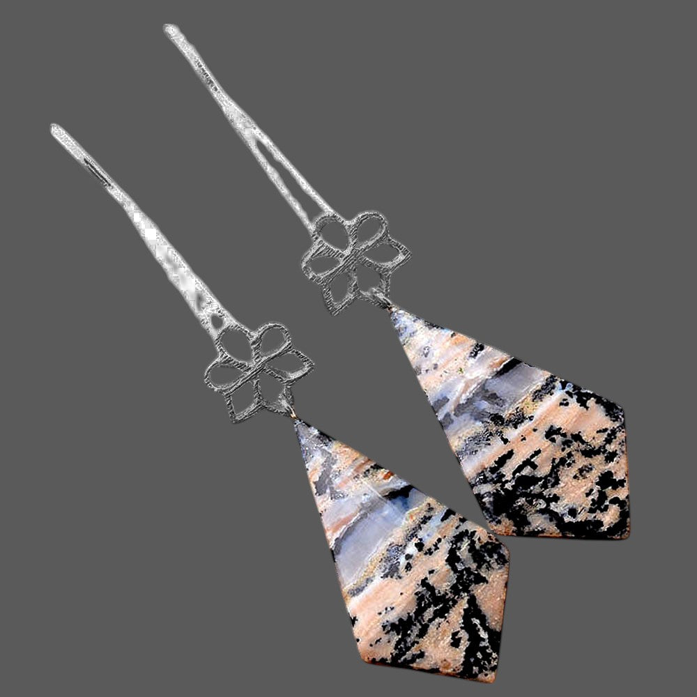 Russian Honey Dendrite Opal Matte Finish Earrings E-1205 SDE87724