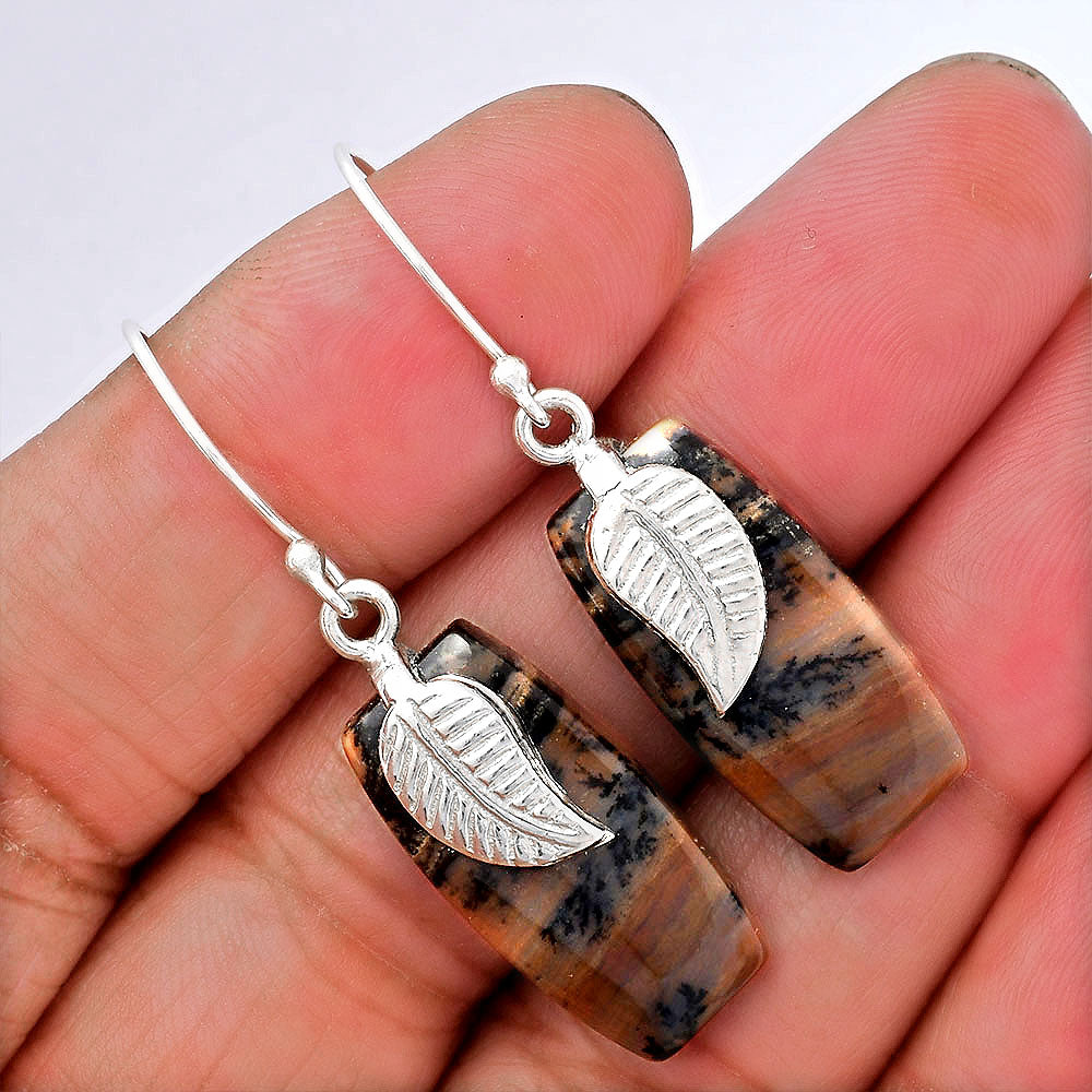 Natural Russian Honey Dendrite Opal Earrings E-1137 SDE87733
