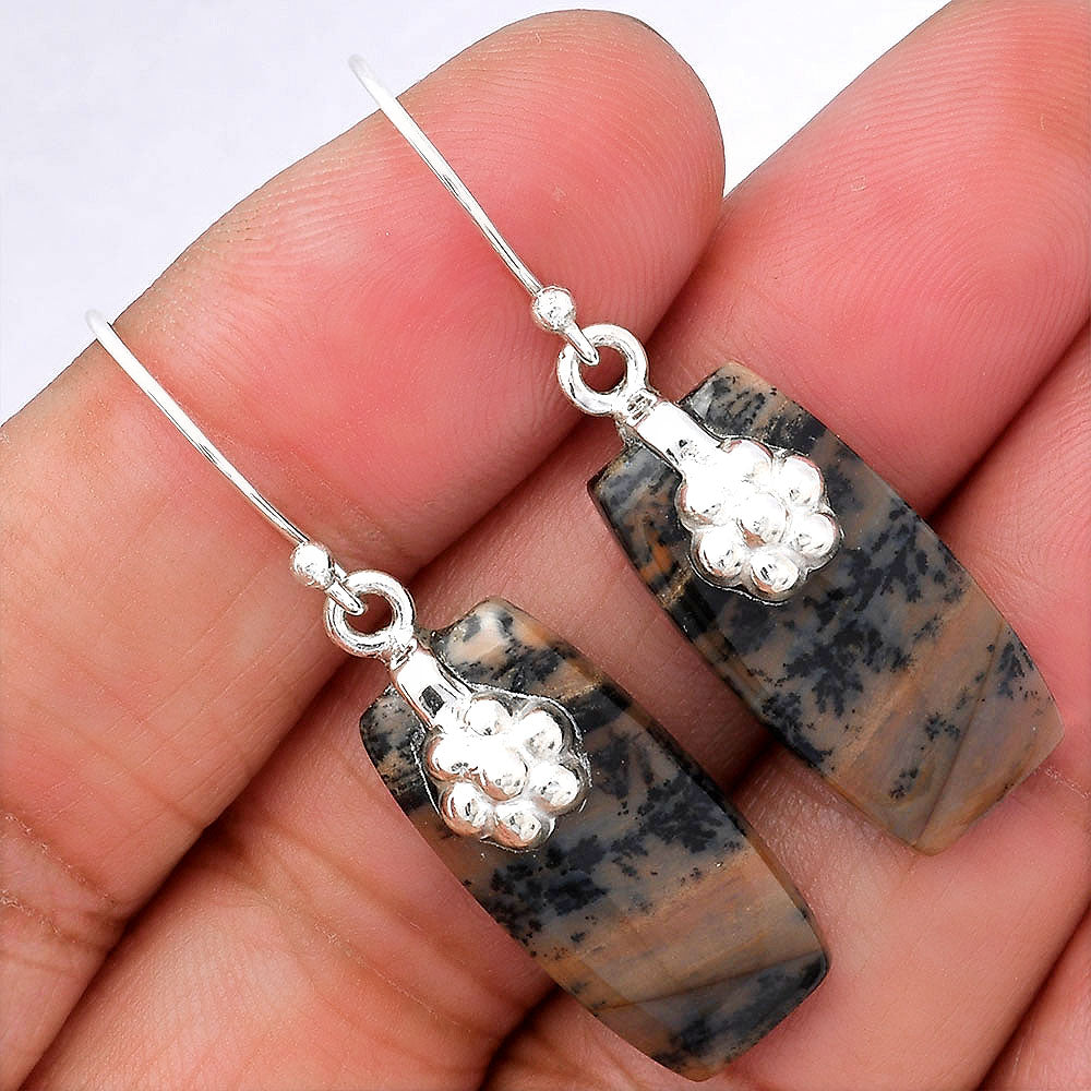 Natural Russian Honey Dendrite Opal Earrings E-1137 SDE87748