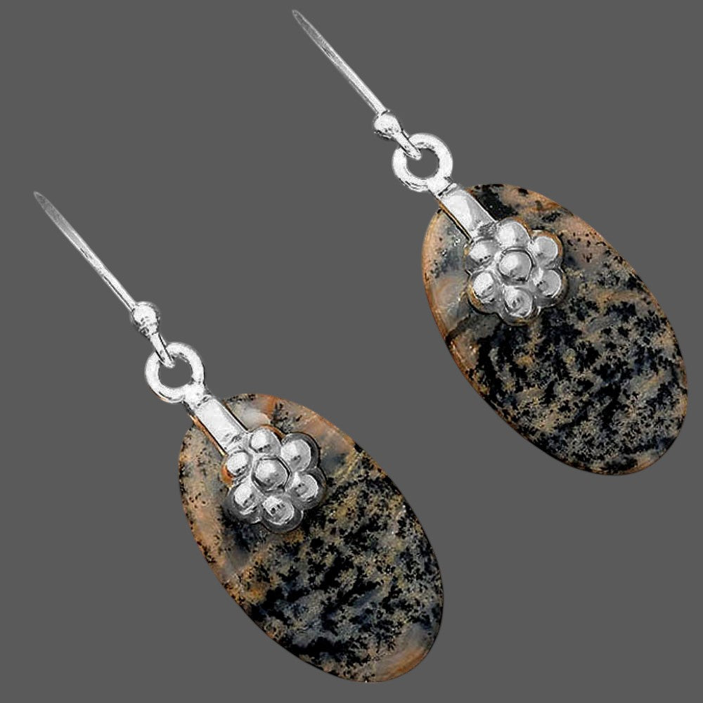 Natural Russian Honey Dendrite Opal Earrings E-1137 SDE87754