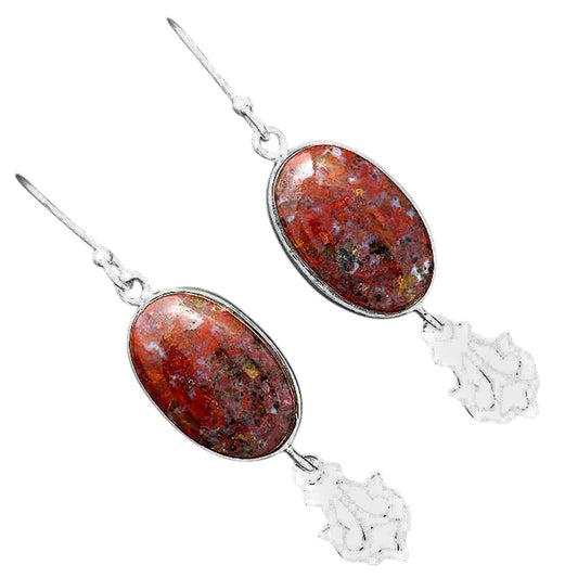 Natural Red Moss Agate Earrings E-1079 SDE87774