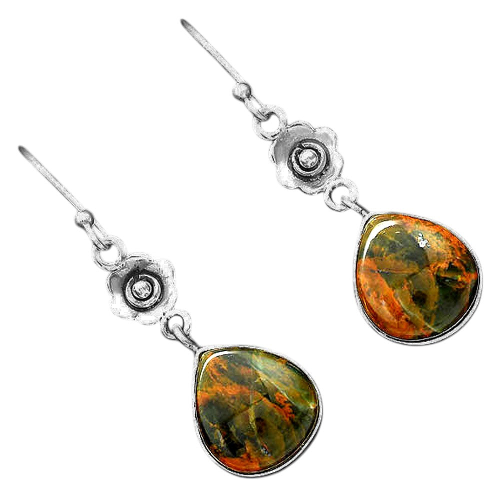 Turkish Rainforest Chrysocolla Earrings E-1237 SDE87809