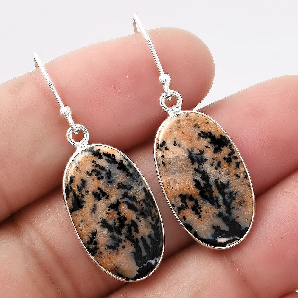 Natural Russian Honey Dendrite Opal Earrings E-1001 SDE88106