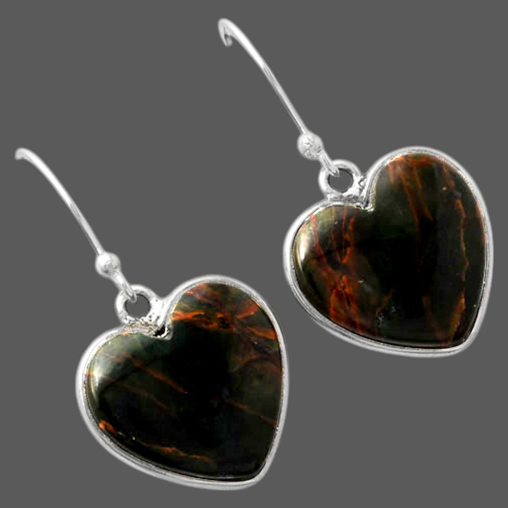 Heart Turkish Rainforest Chrysocolla Earrings E-1022 SDE88121