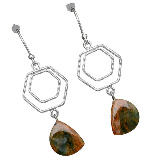 Natural Turkish Rainforest Chrysocolla Earrings E-1148 SDE88196