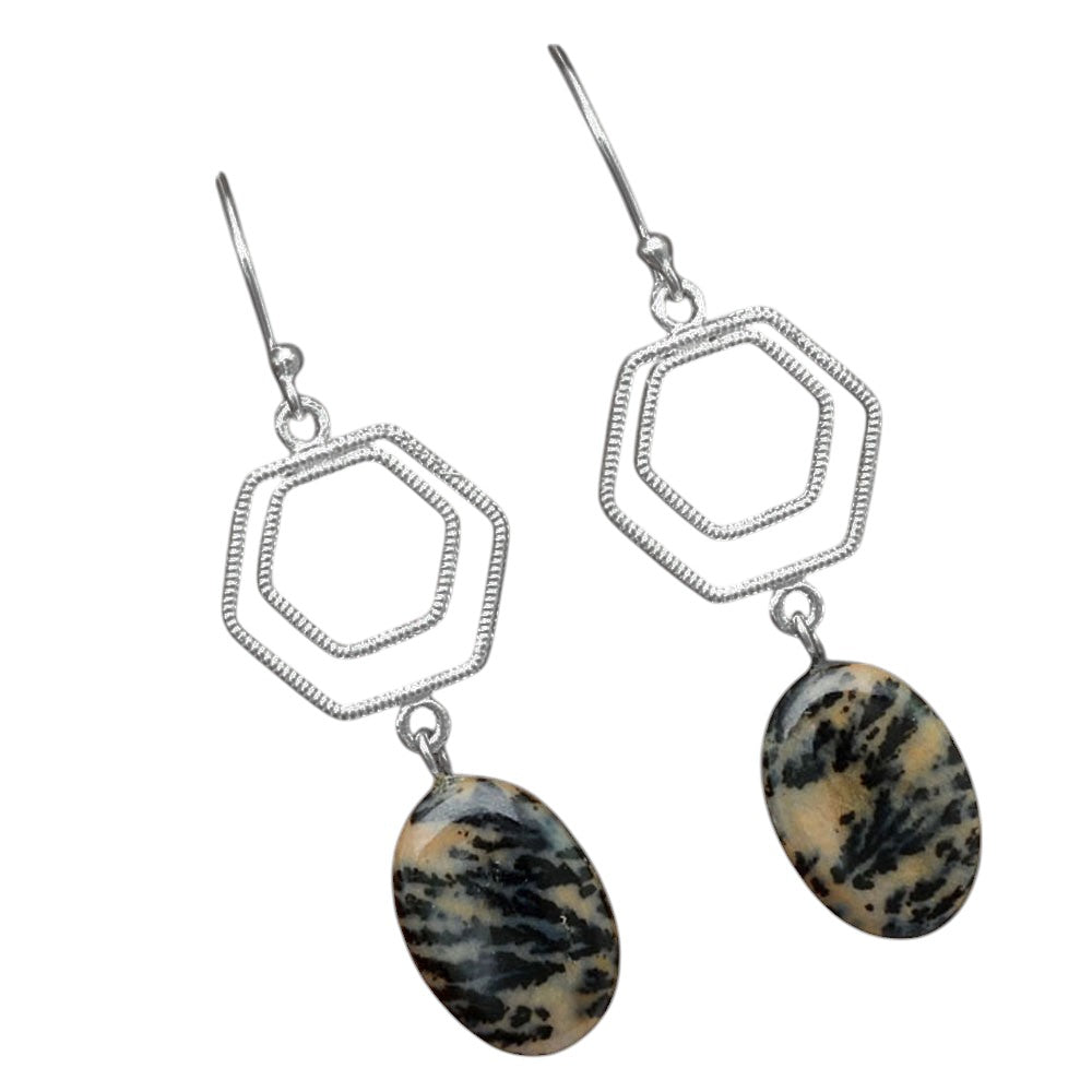 Natural Russian Honey Dendrite Opal Earrings E-1148 SDE88201