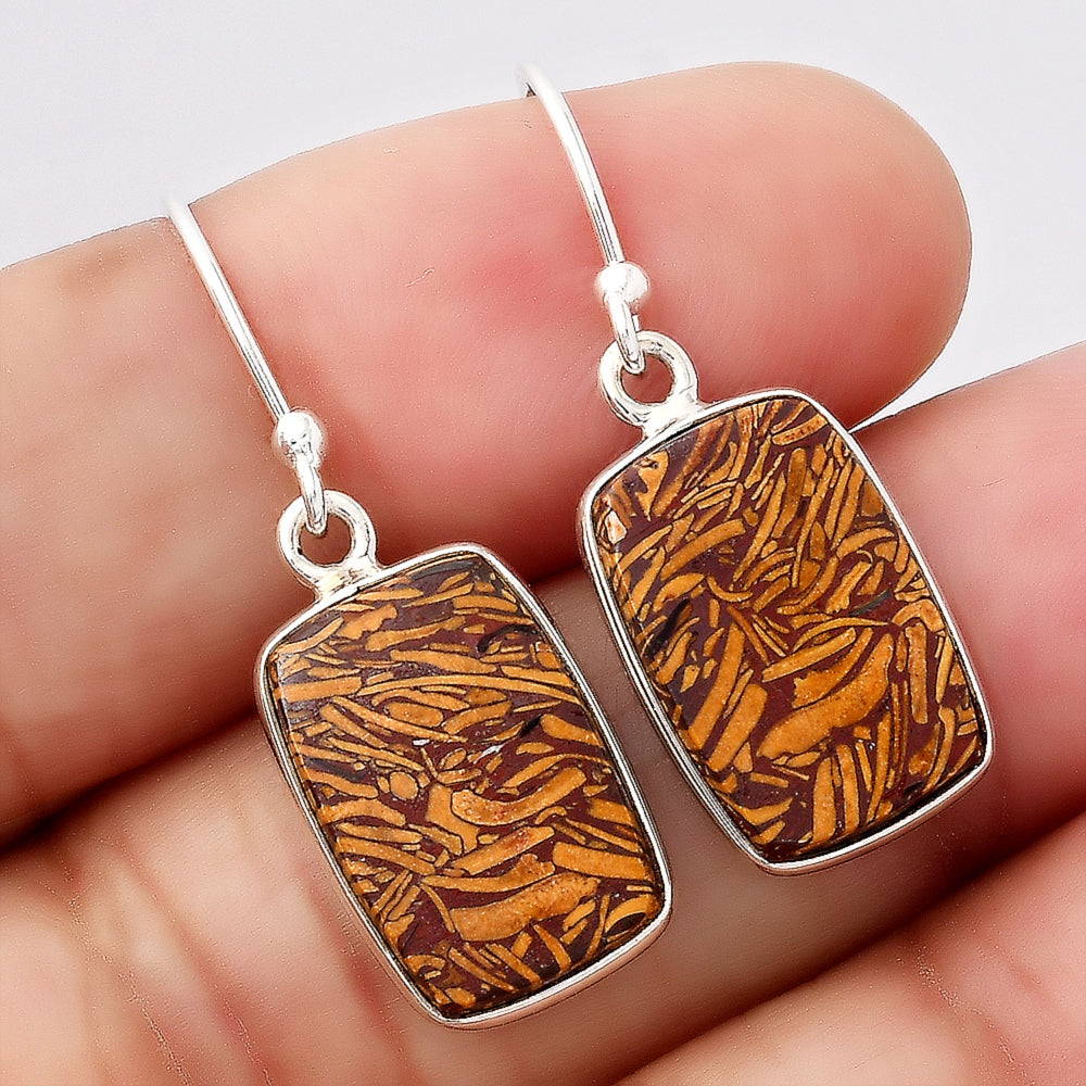 Natural Coquina Fossil Jasper India Earrings E-1001 SDE88232