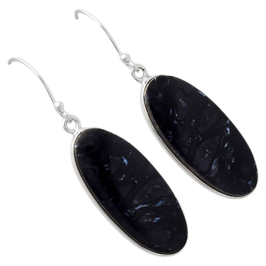 Natural Black Root Plume Agate Earrings E-1001 SDE88244
