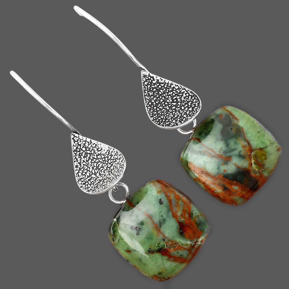 Natural Turkish Rainforest Chrysocolla Earrings E-1094 SDE88346