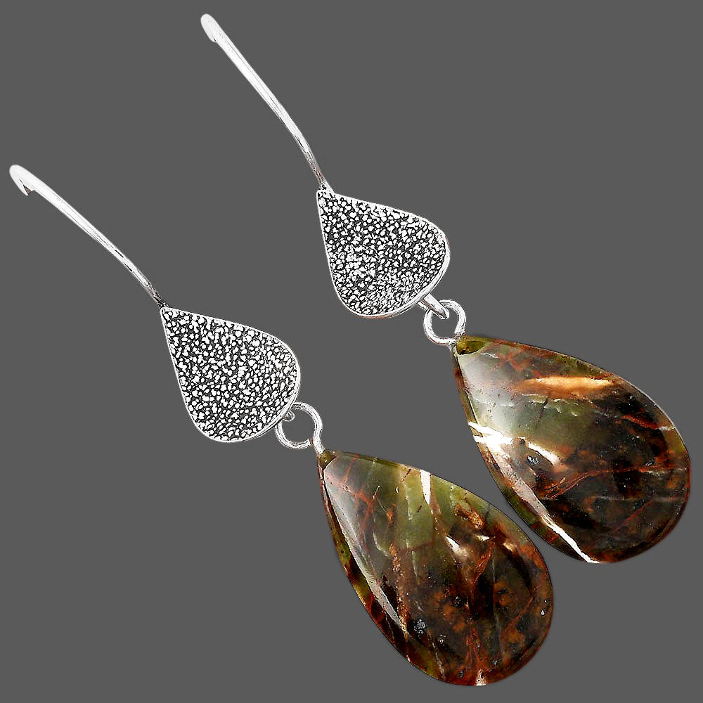 Natural Turkish Rainforest Chrysocolla Earrings E-1094 SDE88352