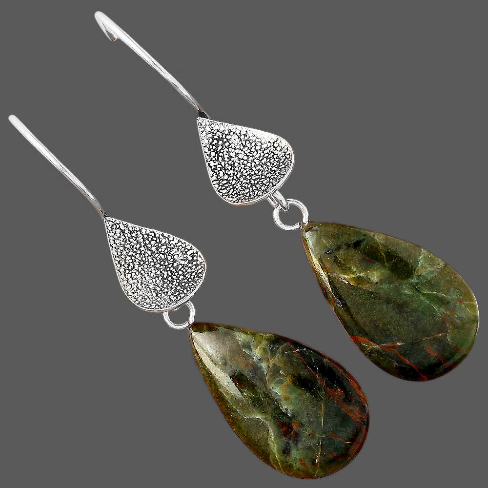 Natural Turkish Rainforest Chrysocolla Earrings E-1094 SDE88354