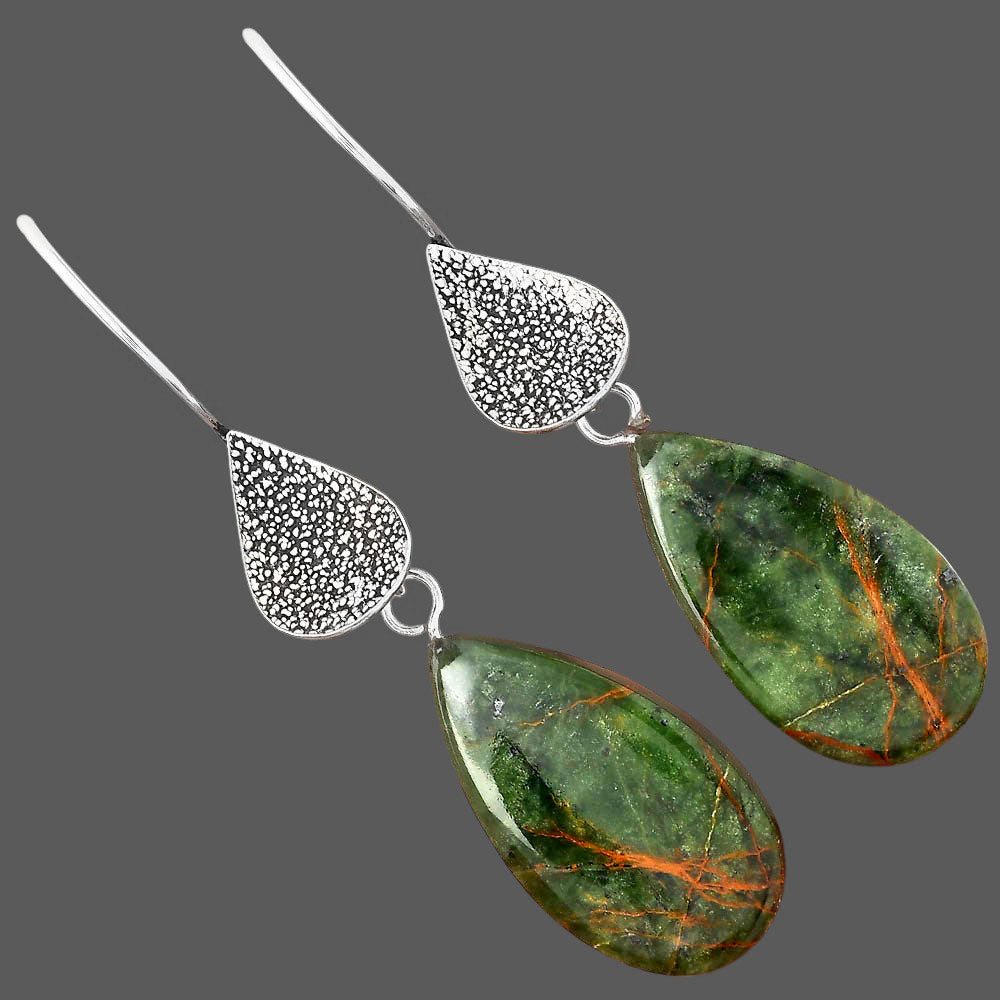 Natural Turkish Rainforest Chrysocolla Earrings E-1094 SDE88356