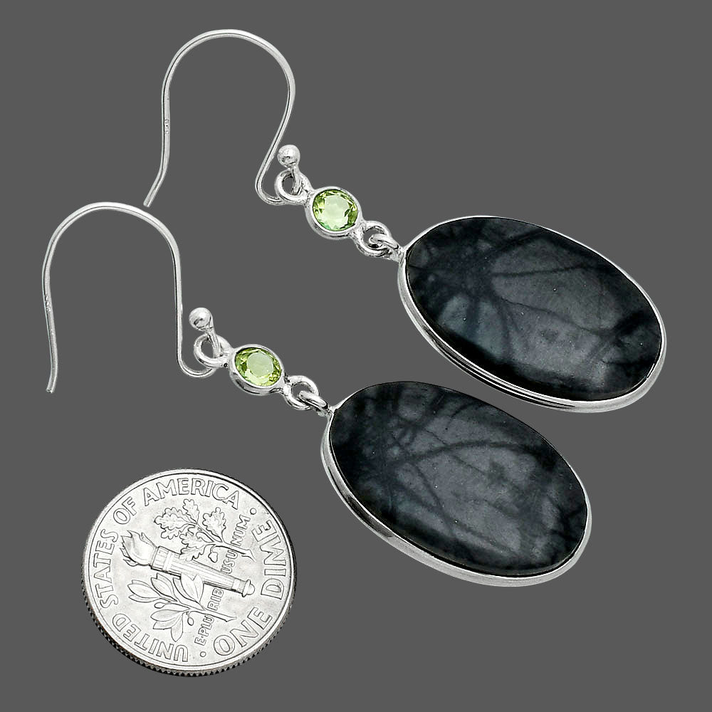 Natural Picasso Jasper & Peridot Earrings E-1002 SDE88592