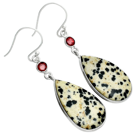 Natural Dalmatian & Garnet Earrings E-1002 SDE88604