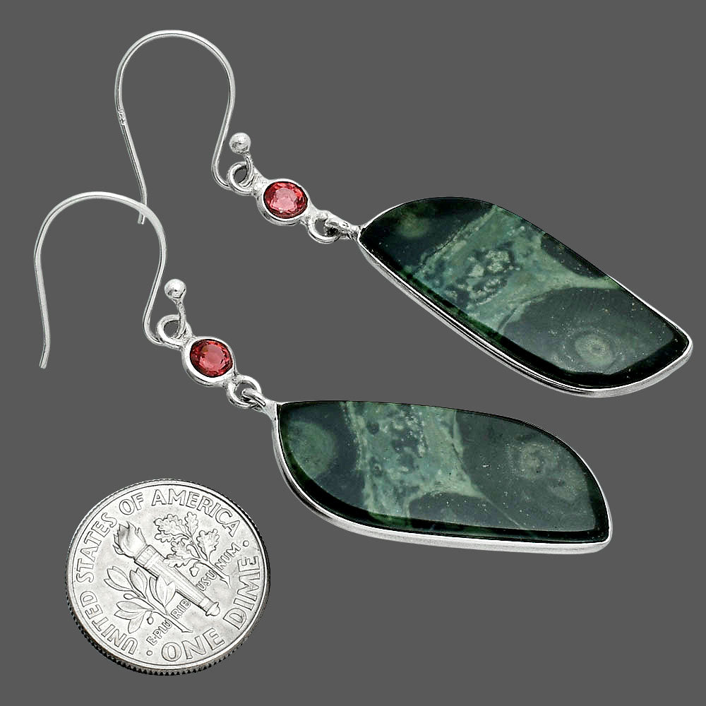 Natural Star Galaxy Jasper & Garnet Earrings E-1002 SDE88614