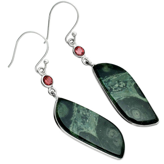 Natural Star Galaxy Jasper & Garnet Earrings E-1002 SDE88614