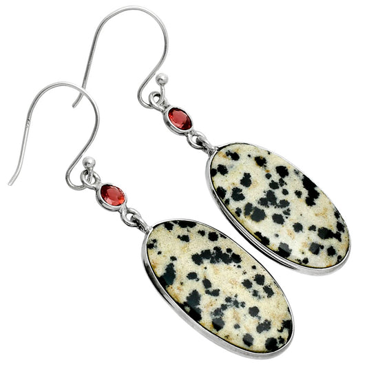 Natural Dalmatian & Garnet Earrings E-1002 SDE88636