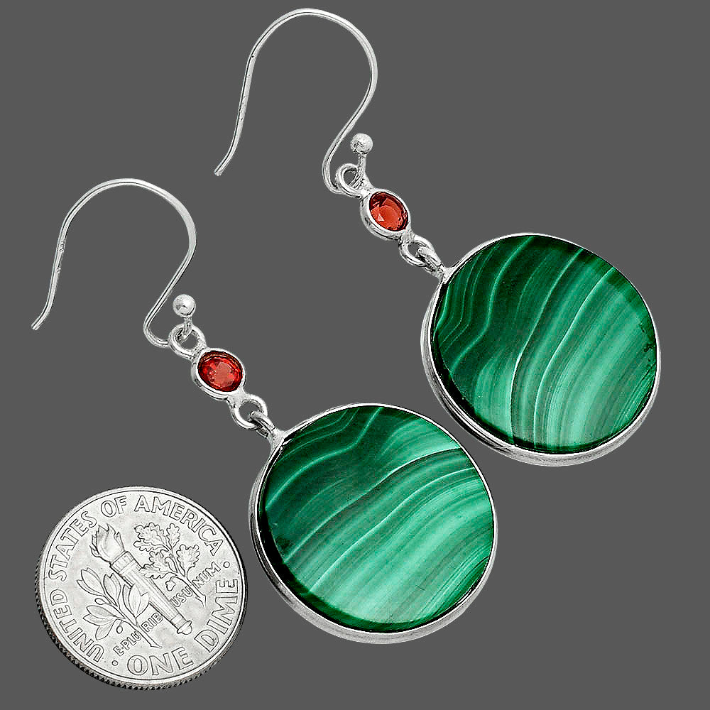 Malachite Eye - Congo & Garnet Earrings E-1002 SDE88655