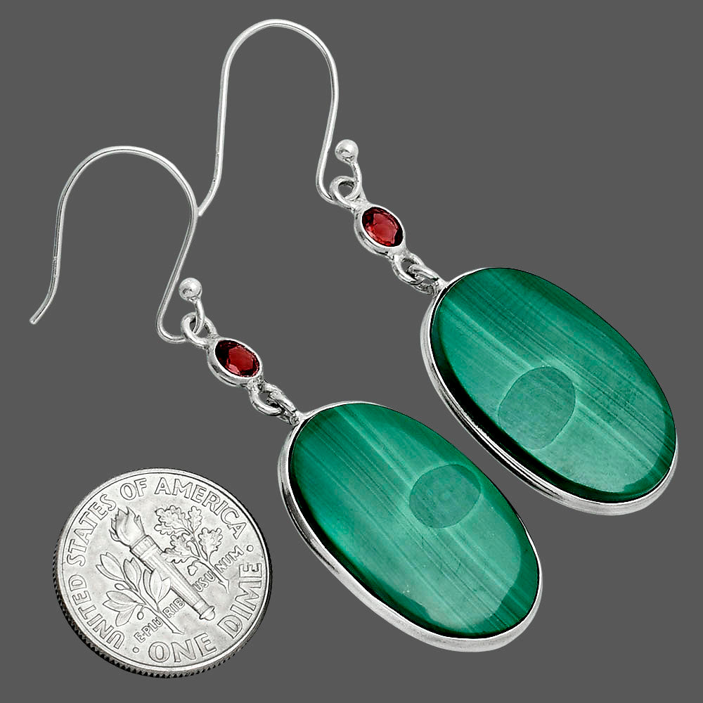 Malachite Eye - Congo & Garnet Earrings E-1002 SDE88658