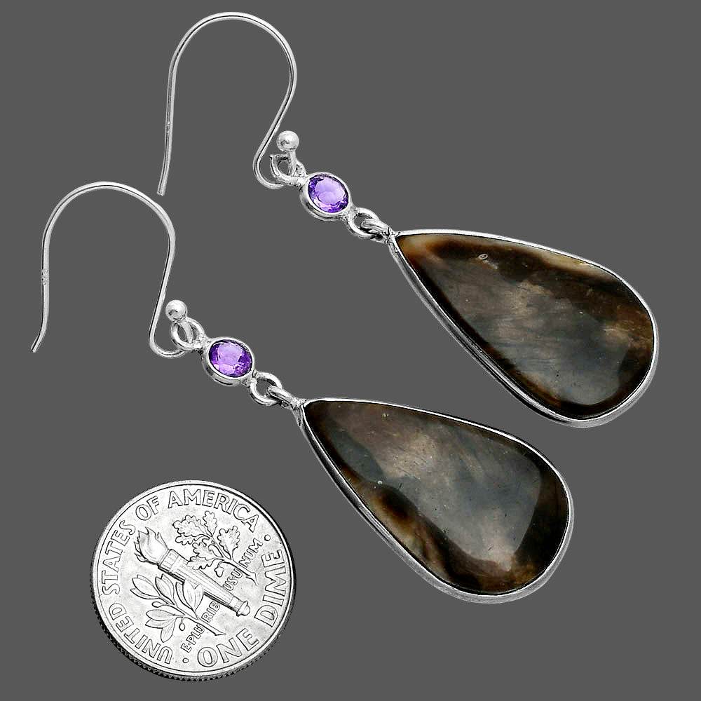 Natural Bat Cave Jasper & Amethyst Earrings E-1002 SDE88668