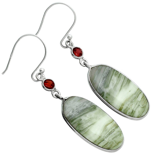 Natural Serpentine & Garnet Earrings E-1002 SDE88722