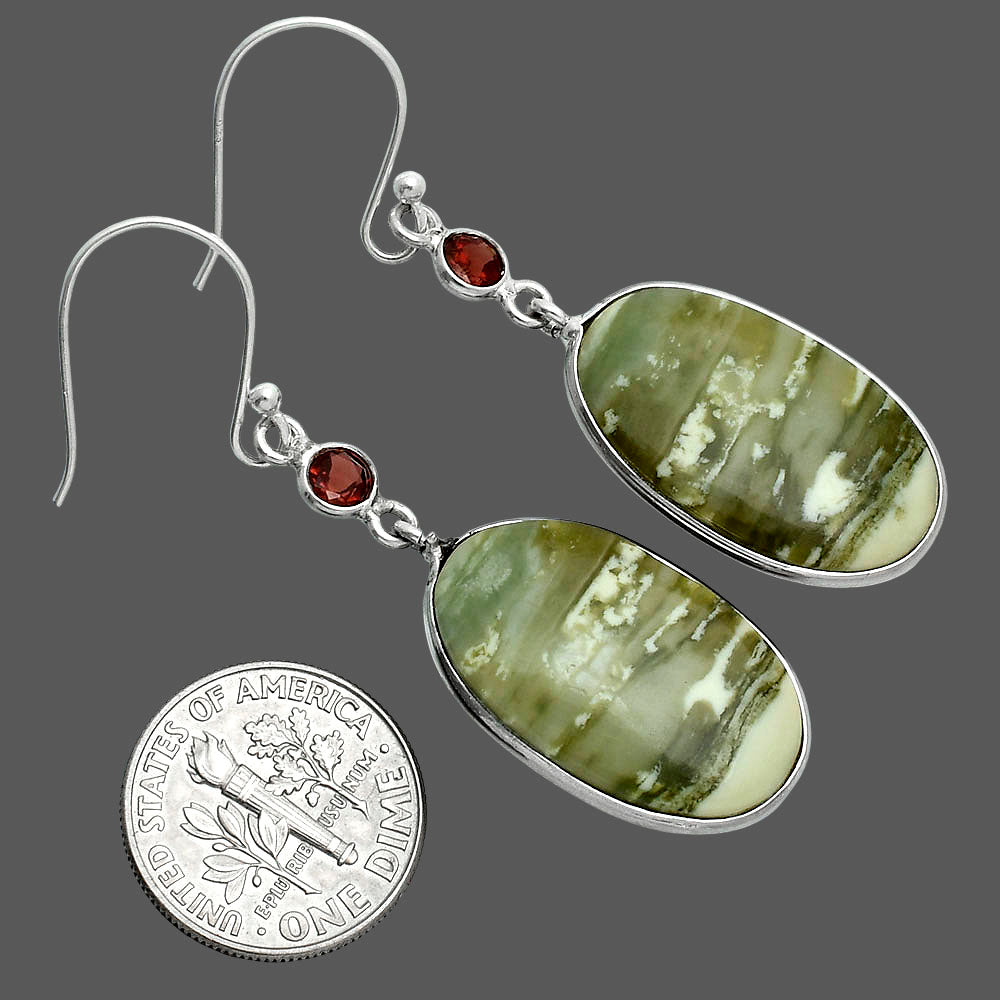 Natural Serpentine & Garnet Earrings E-1002 SDE88723