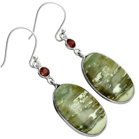 Natural Serpentine & Garnet Earrings E-1002 SDE88723