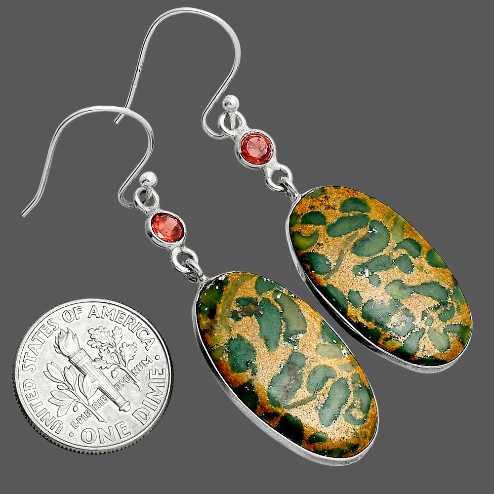 Natural Bamboo Jasper & Garnet Earrings E-1002 SDE88736