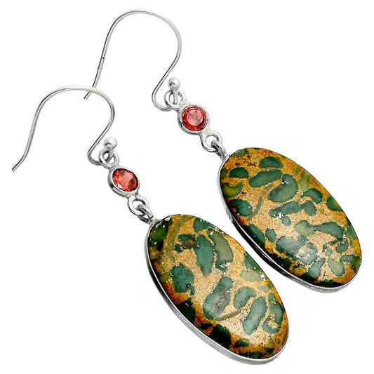 Natural Bamboo Jasper & Garnet Earrings E-1002 SDE88736