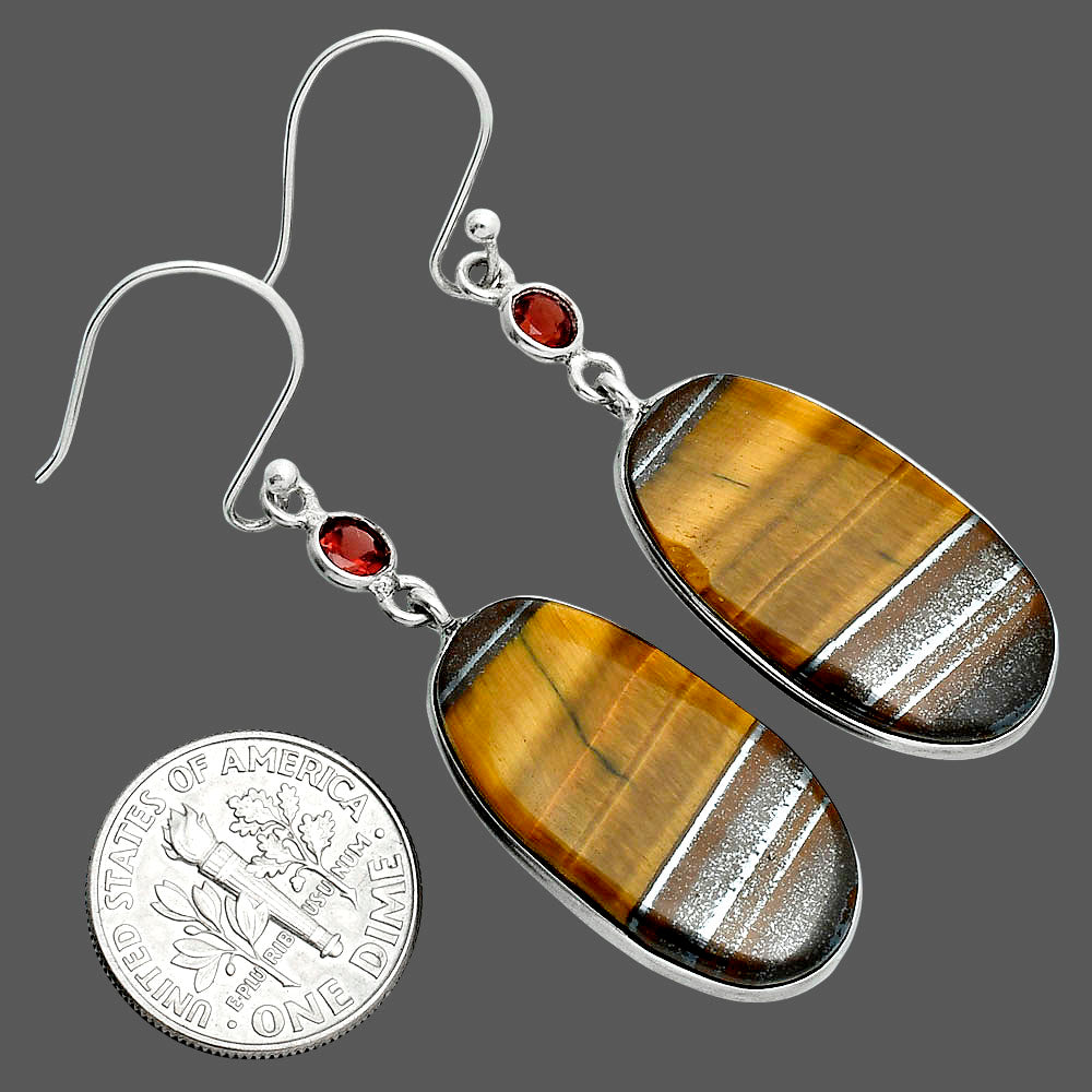 Natural Tiger Eye - Africa & Garnet Earrings E-1002 SDE88798