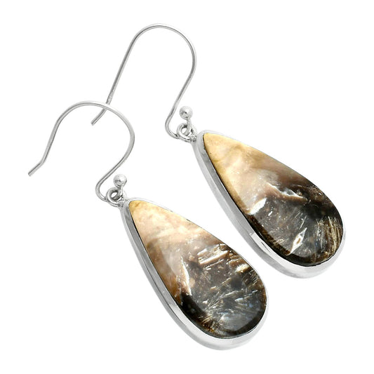 Natural Black Root Plume Agate Earrings E-1004 SDE88880