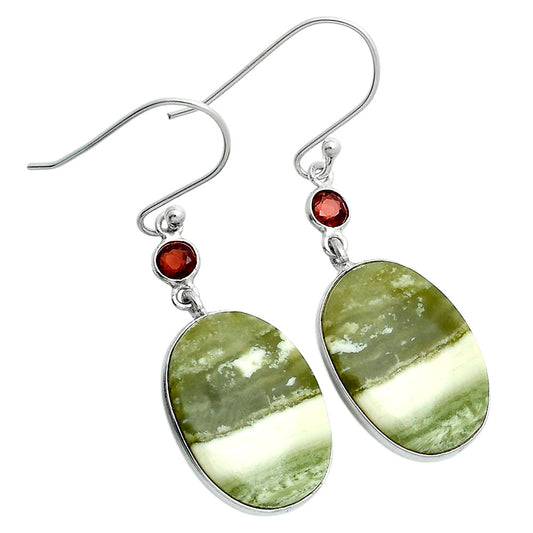Natural Serpentine & Garnet Earrings E-1002 SDE89081
