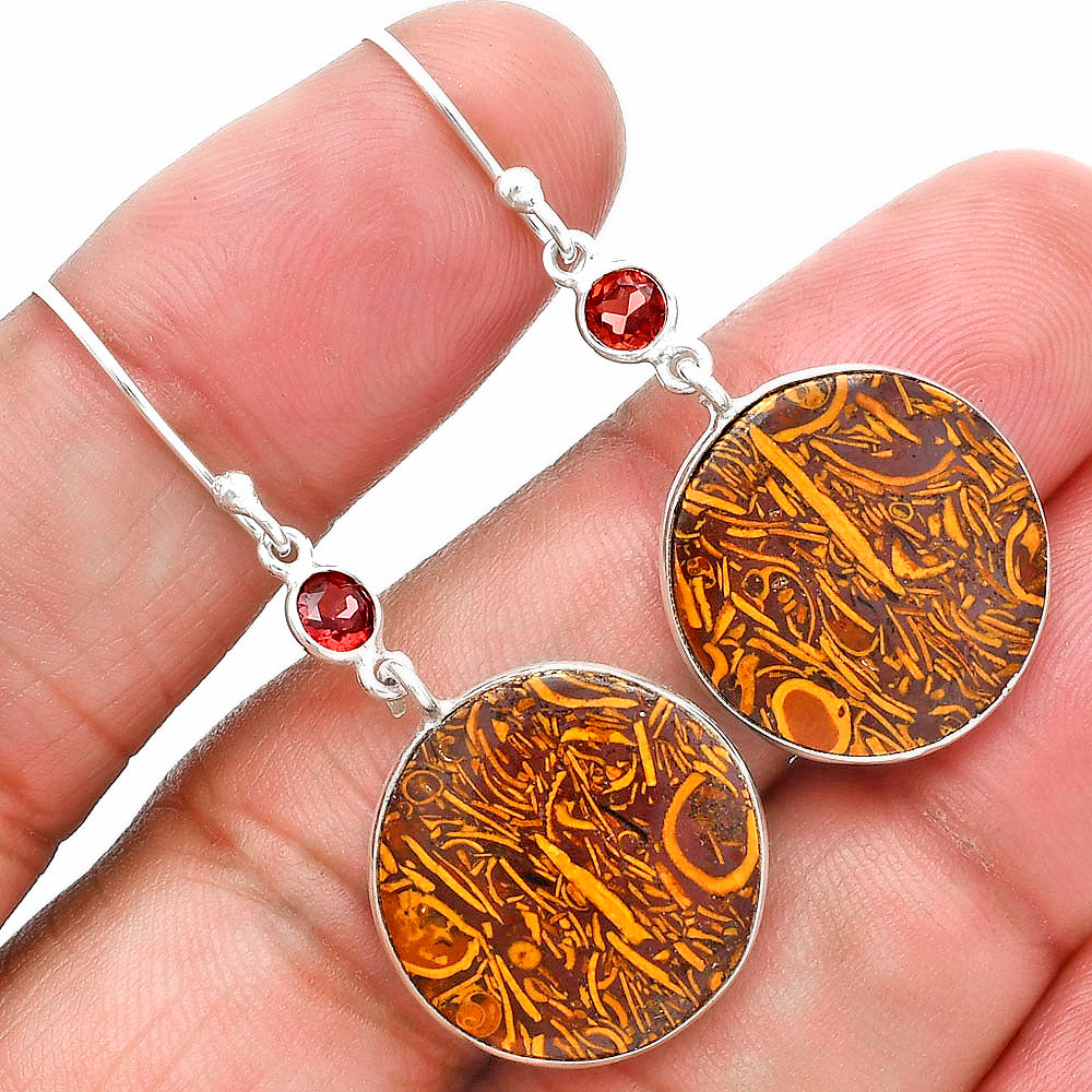 Coquina Fossil Jasper & Garnet Earrings E-1002 SDE89085