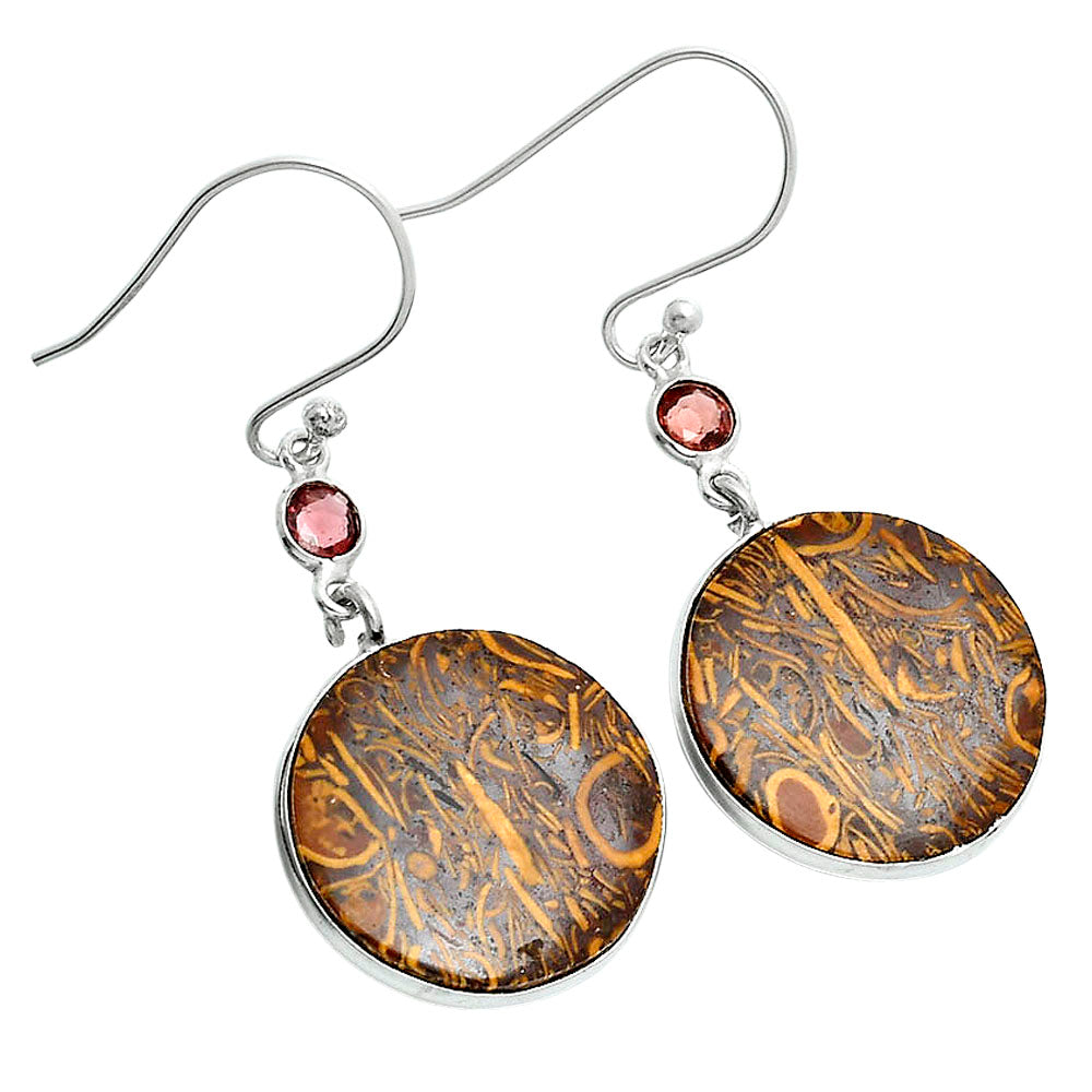 Coquina Fossil Jasper & Garnet Earrings E-1002 SDE89085