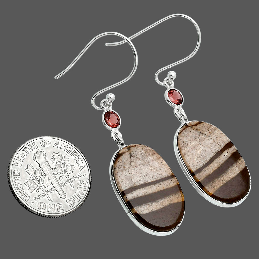 Natural Coconut Jasper & Garnet Earrings E-1002 SDE89090