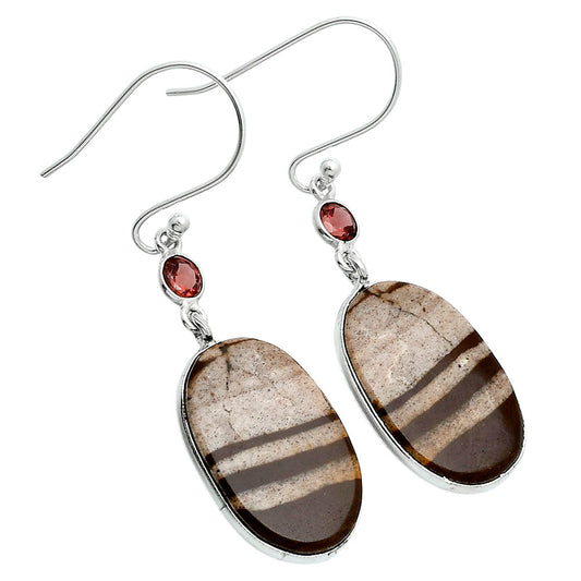 Natural Coconut Jasper & Garnet Earrings E-1002 SDE89090