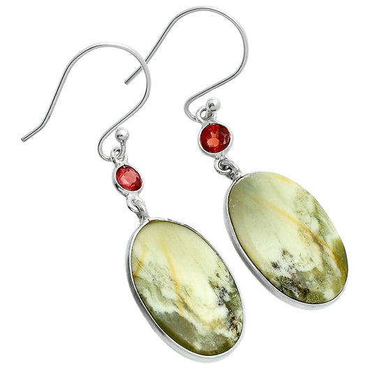 Natural Serpentine & Garnet Earrings E-1002 SDE89110