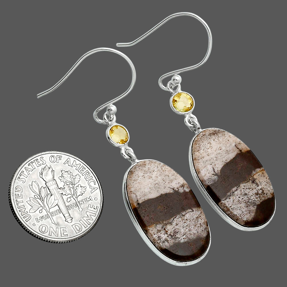 Natural Coconut Jasper & Citrine Earrings E-1002 SDE89126
