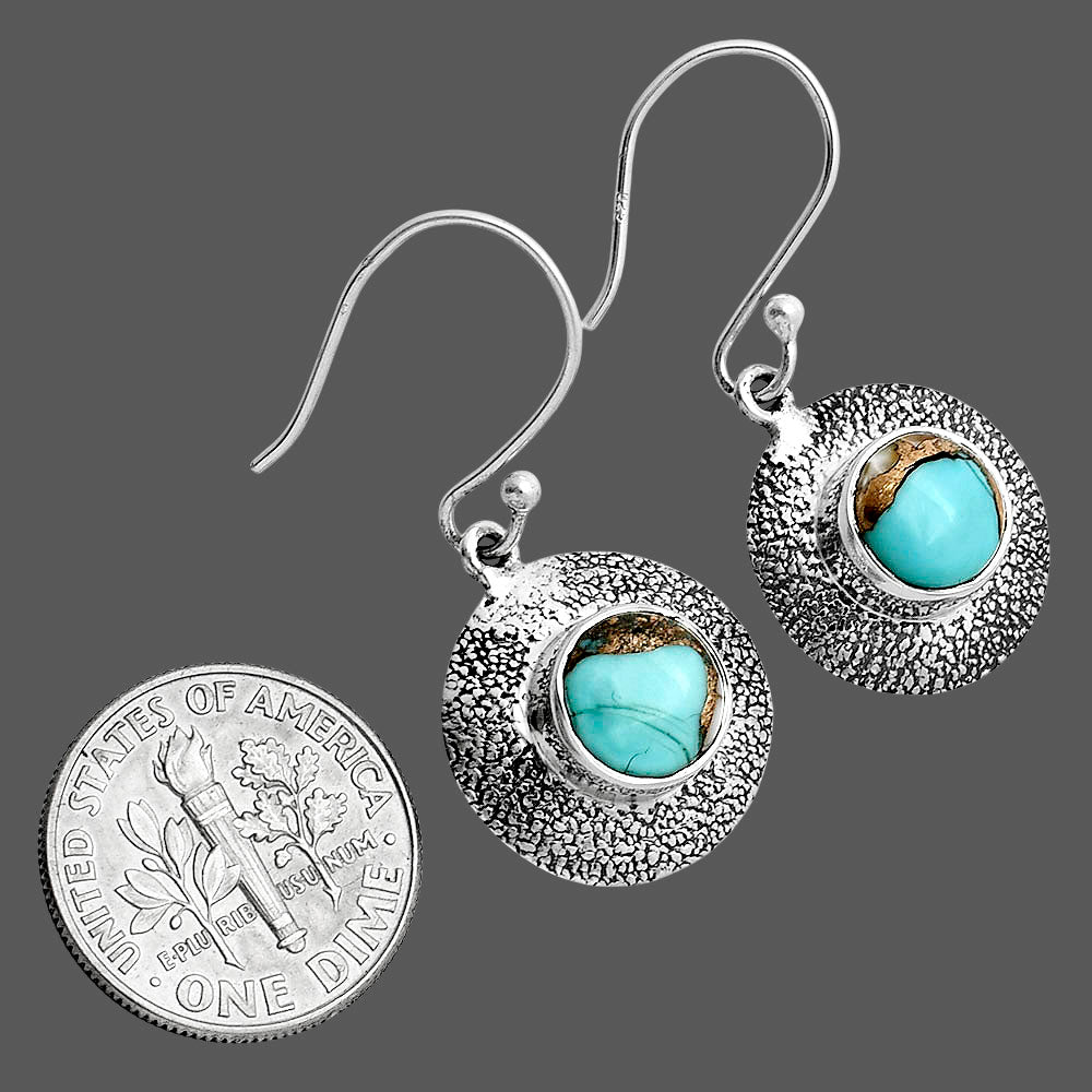 Kingman Copper Teal Turquoise Earrings E-1110 SDE89220