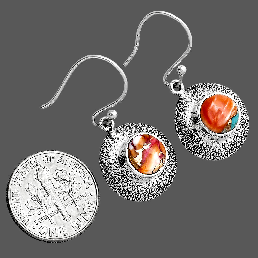 Kingman Orange Dahlia Turquoise Earrings E-1110 SDE89222