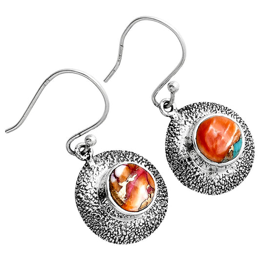 Kingman Orange Dahlia Turquoise Earrings E-1110 SDE89222