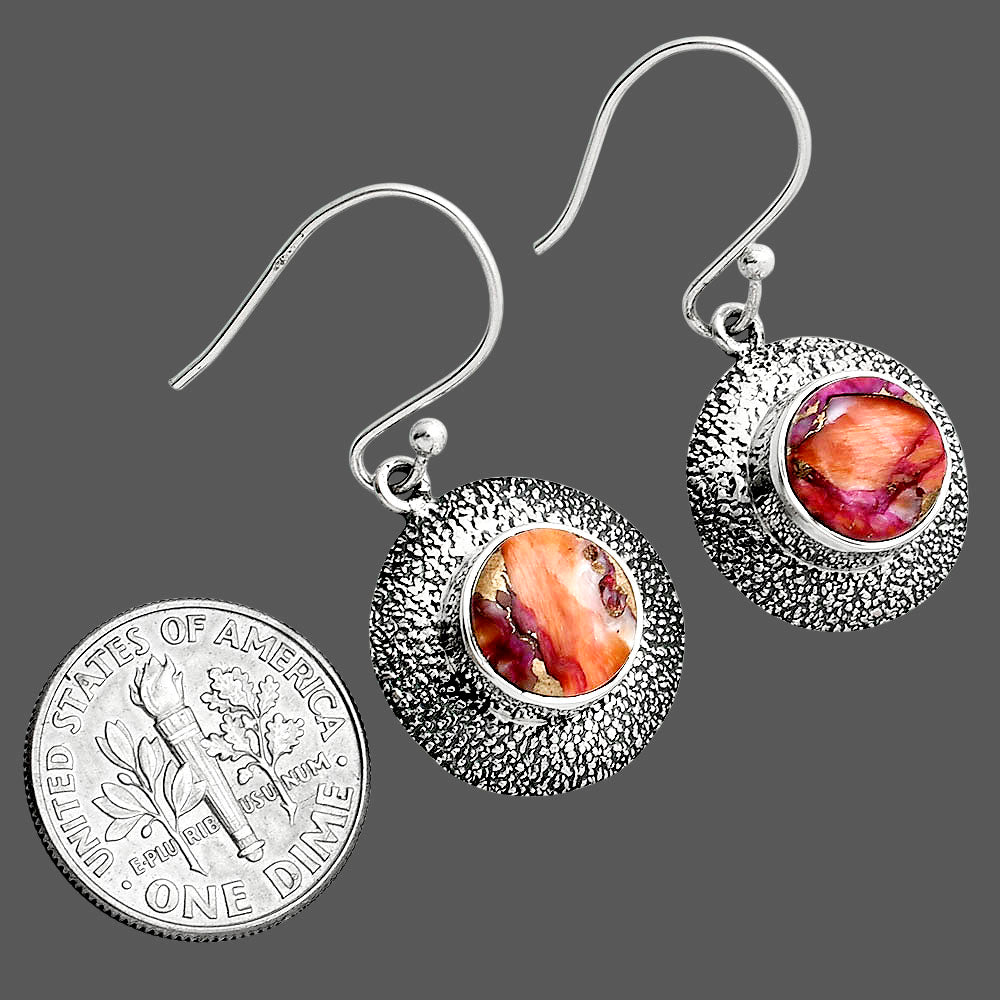 Kingman Orange Dahlia Turquoise Earrings E-1110 SDE89223