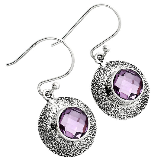 Amethyst Checker Briolette - Brazil Earrings E-1110 SDE89278