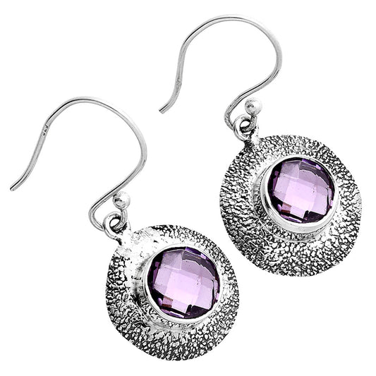 Amethyst Checker Briolette - Brazil Earrings E-1110 SDE89279