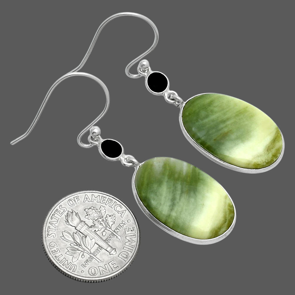 Saturn Chalcedony & Black Onyx Earrings E-1002 SDE89282
